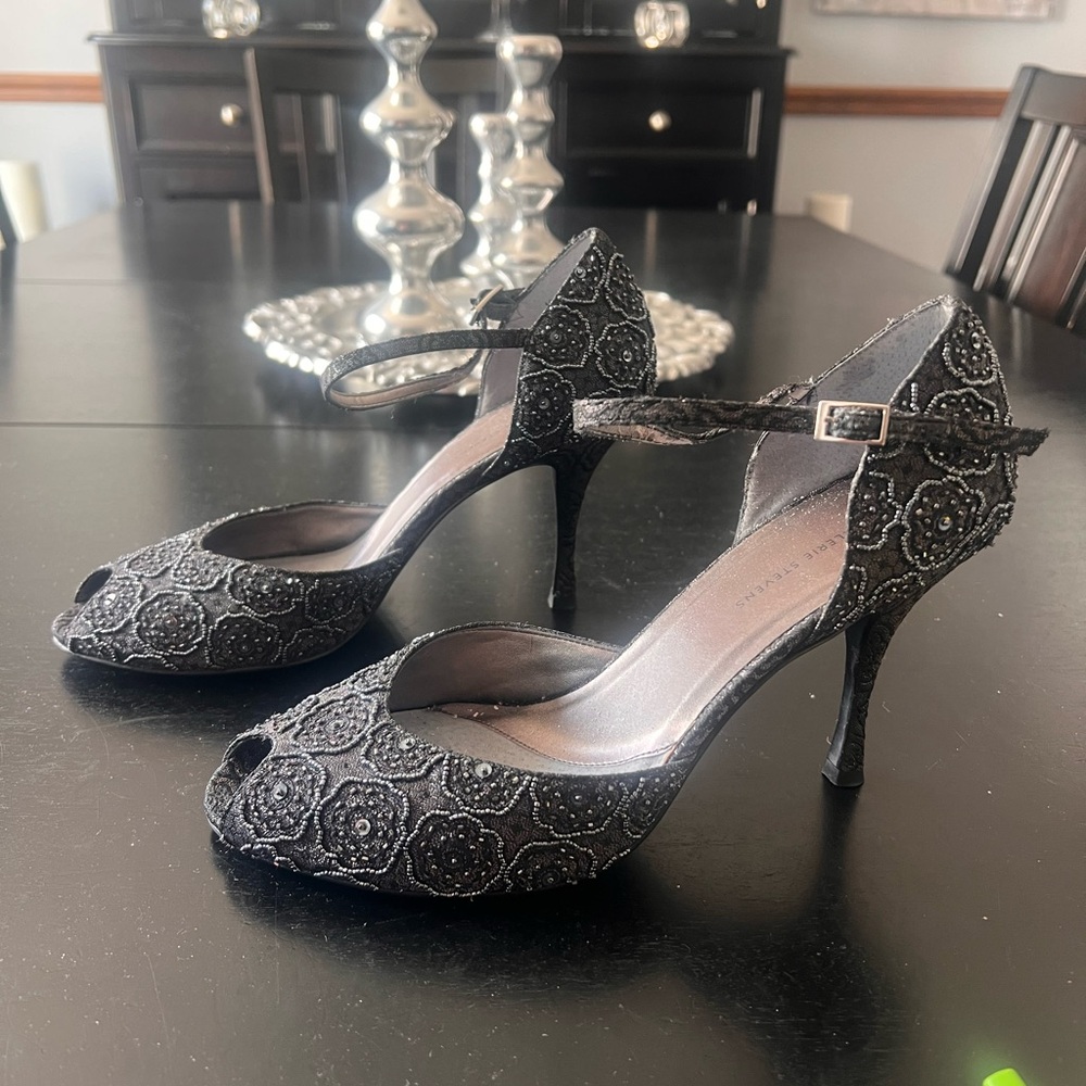 Valerie Stevens Sparkling Black Heels - Picture 4 of 7